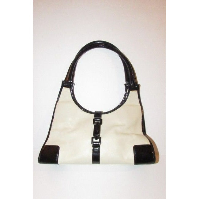 Gucci Shoulder Bag Bardot Jackie Handle White Black Leather Satchel