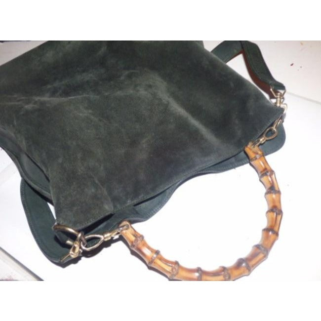 Gucci Green Suede & Leather Sarah Flip Top Two- Way Purse