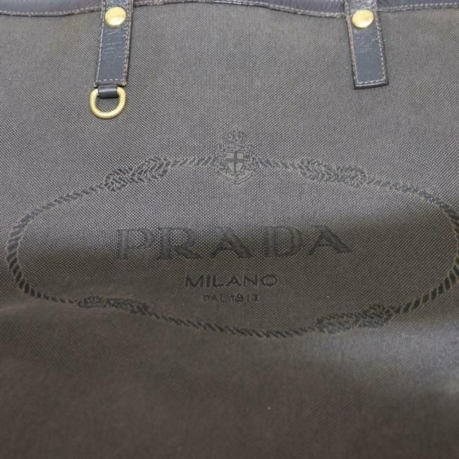 Prada Shoulder Bag Canapa Two Way Style Dark Brown Heavy Canvas