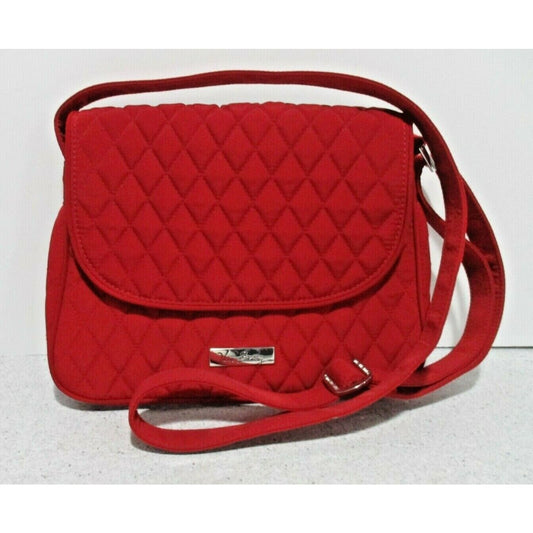 Stunning Vera Bradley Lipstick RED Quilted Fabric Crossbody Shoulder Bag