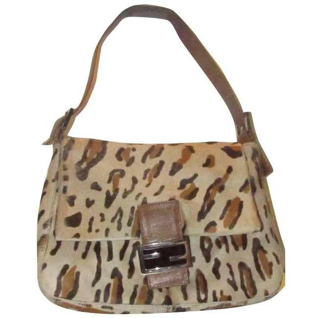 Fendi Mamma Zucco Purse Leopard Print On Pony Hair And Leather Shoulder Bag