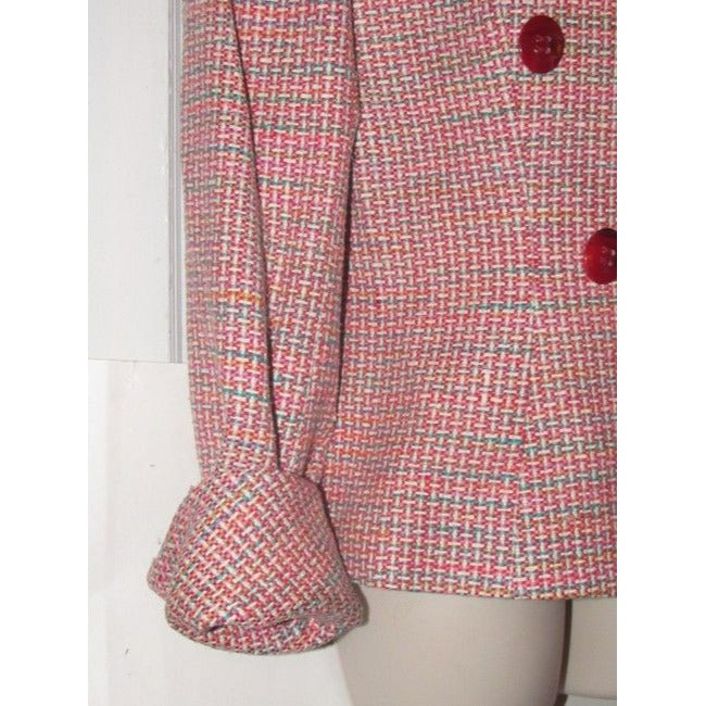 Dior Pink Turquoise Red And White Tweed Vintage Blazer