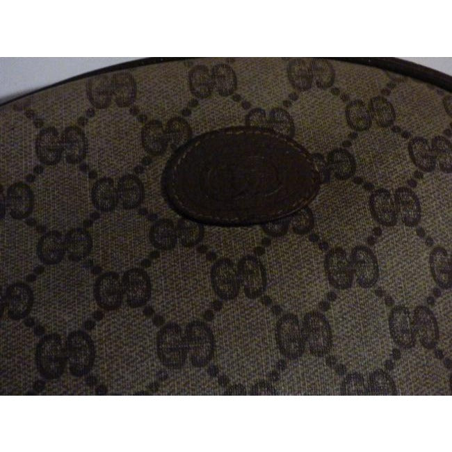 Gucci Vintage Brown Large G Logo Print Coated Canvas And Brown Leather Hobo Bag