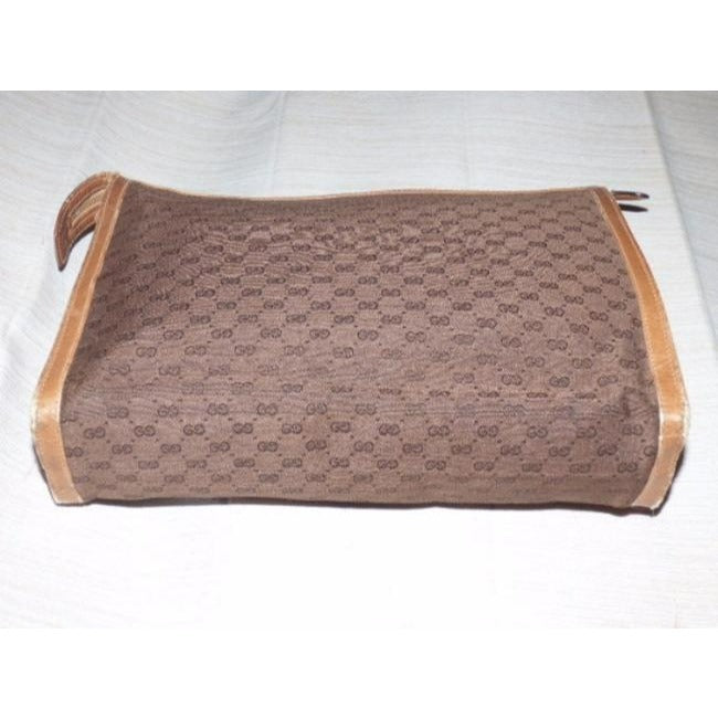 Gucci Vintage Shades Of Brown Leather Canvas Clutch