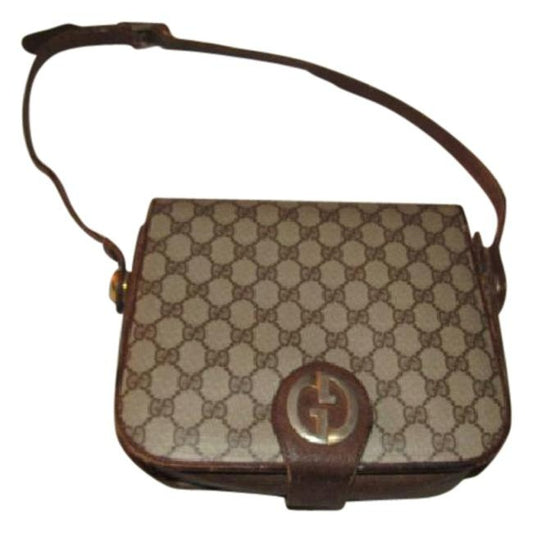 Gucci Vintage Pursesdesigner Purses Brown Large G Logo Print Coated Canvas And Leather Leathercanvas