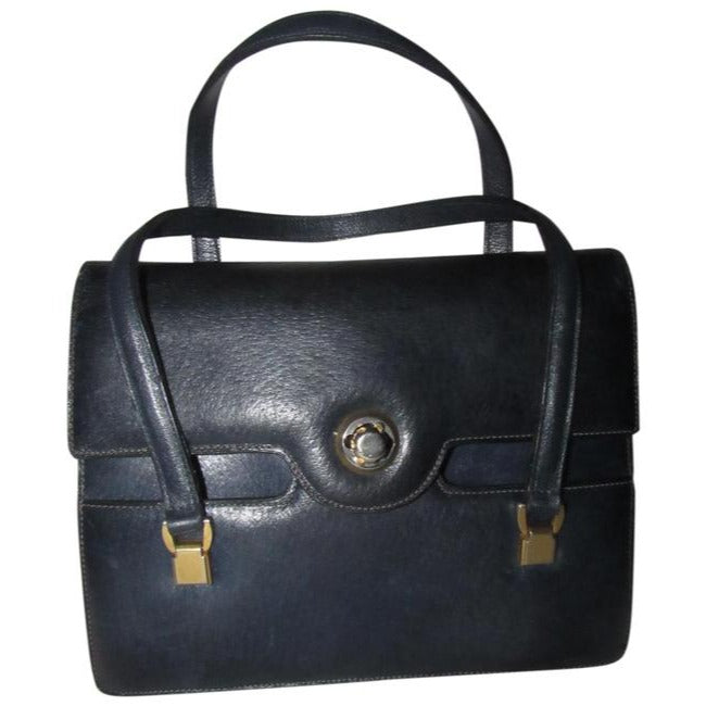 Gucci Vintage Pursesdesigner Purses Navy Blue Leather Satchel