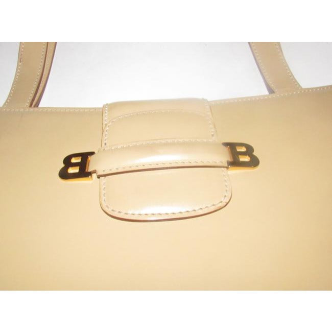 Bally Bucket Bag Xl Handle Two Strap With Double B Logo Accent Beigetan Leather Satchel