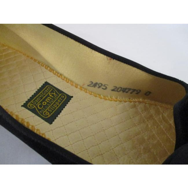 Daniel Green Black Brush Velour Gold Quilted Insole Flats Size Us