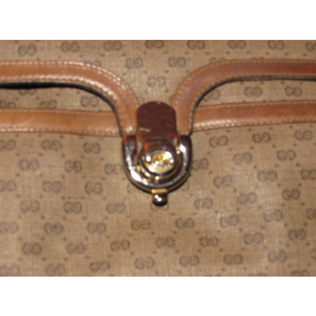 Gucci Vintage Pursesdesigner Purses Brown Small G Logo Print Coated Canvas And Camel Leather Shoulde