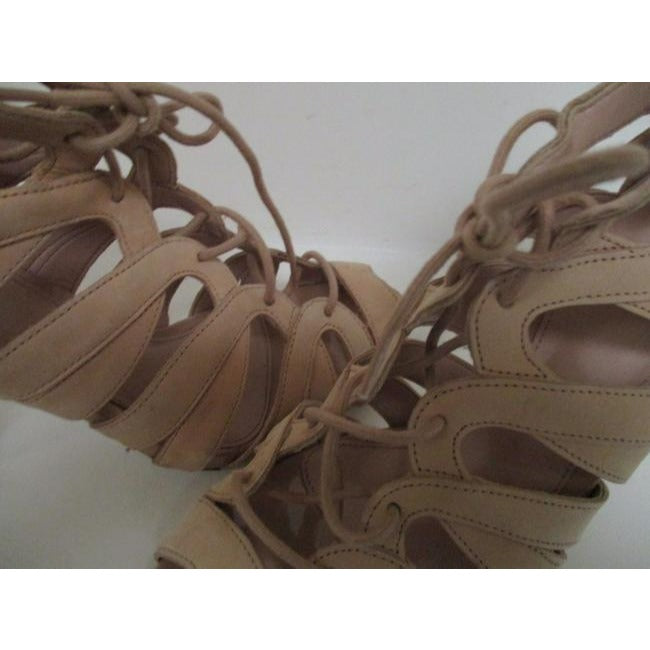 Topshop Beige Gladiator Suede Lace Up