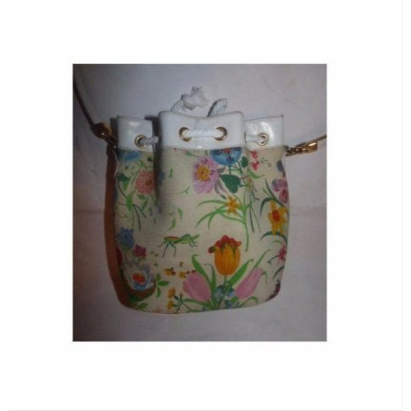 GUCCI Vintage Garden Souvenir Floral Bucket Bag