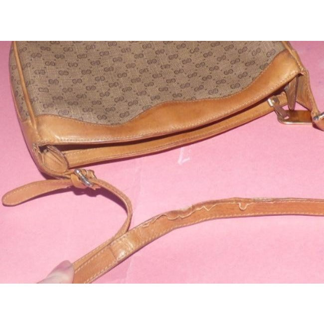 Gucci Vintage Browns Coated Canvas And Leather Shoulder Bag