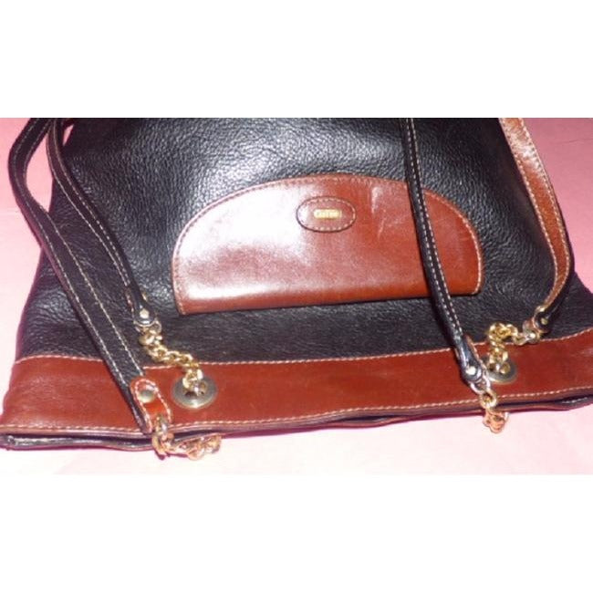 Bally Vintage Pursesdesigner Purses Black With Brown Leather Satchel