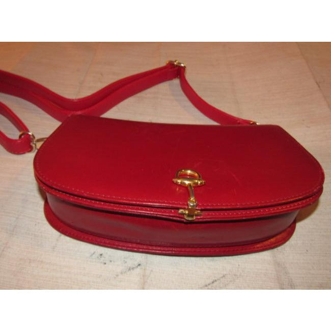 Gucci Vintage Red Leather Shoulder Bag