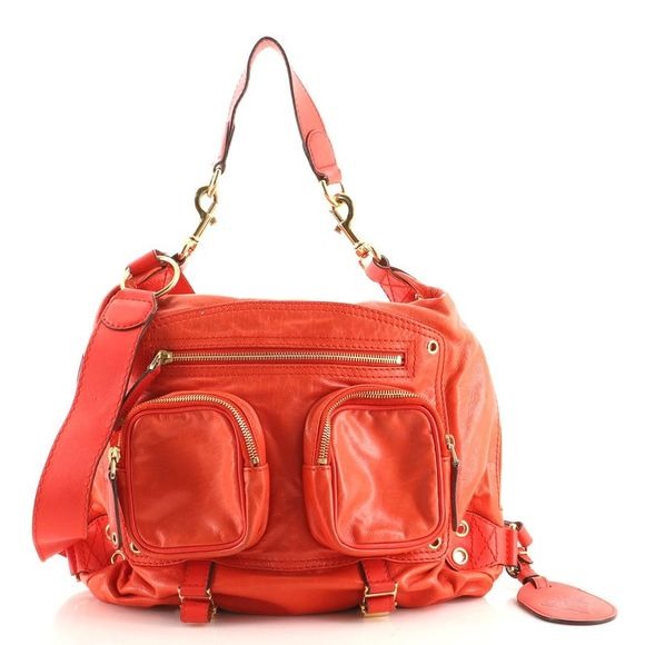 Tom Ford era, Gucci, 'Darwin', tomato red leather XL messenger or shoulder bag, or backpack with multiple, zip close pockets & gold hardware