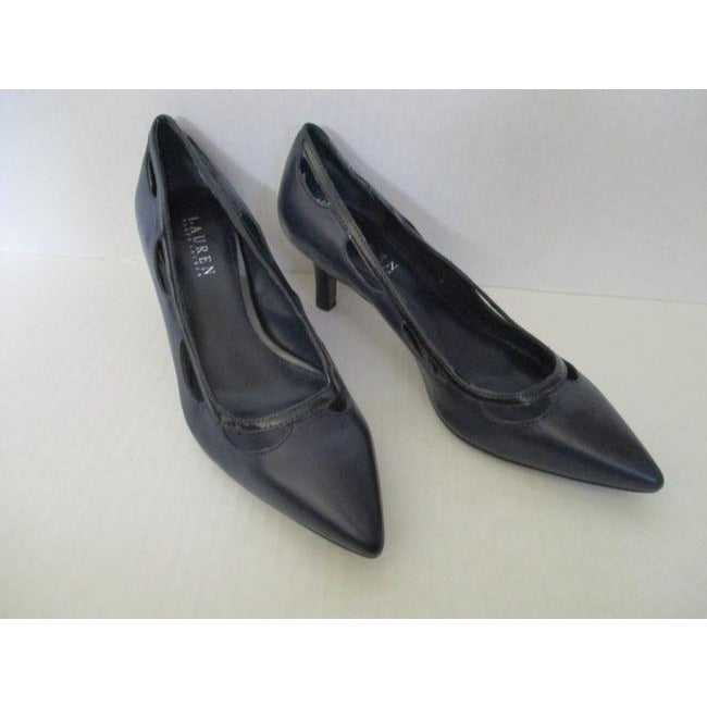 Ralph Lauren Navy Pointed Toe Scallop Cut Out Low Pumps Size Us