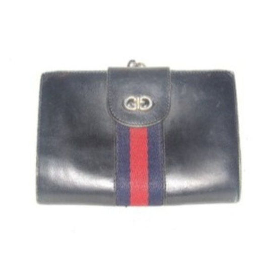 Gucci Navy Blue Leather with Red and Navy Sherry