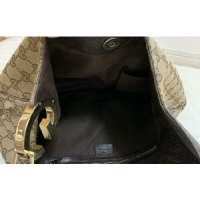 Gucci Shoulder Brown Guccissima Print Canvas And Leather Hobo Bag