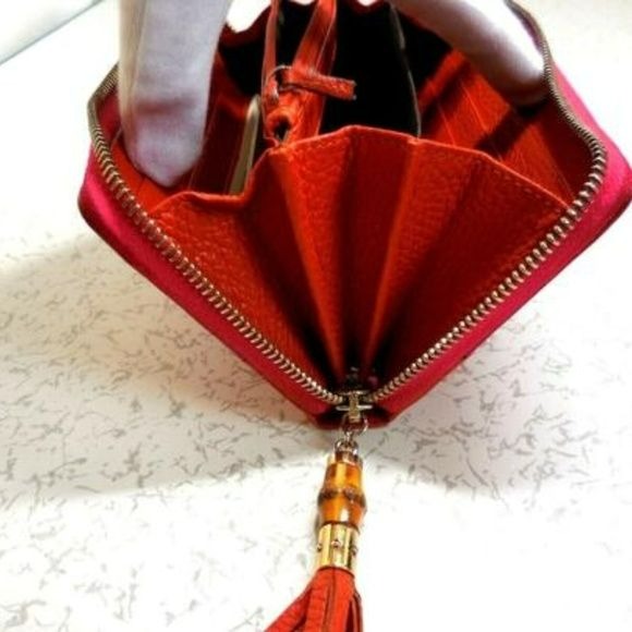 Gucci Fuchsia Orange W Bamboo Pull