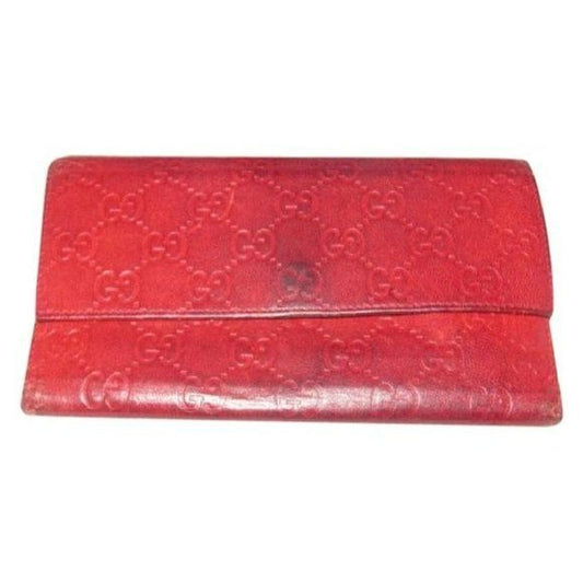 Gucci Deep Red Leather With An Embossed G Print Xl Designer Wallet