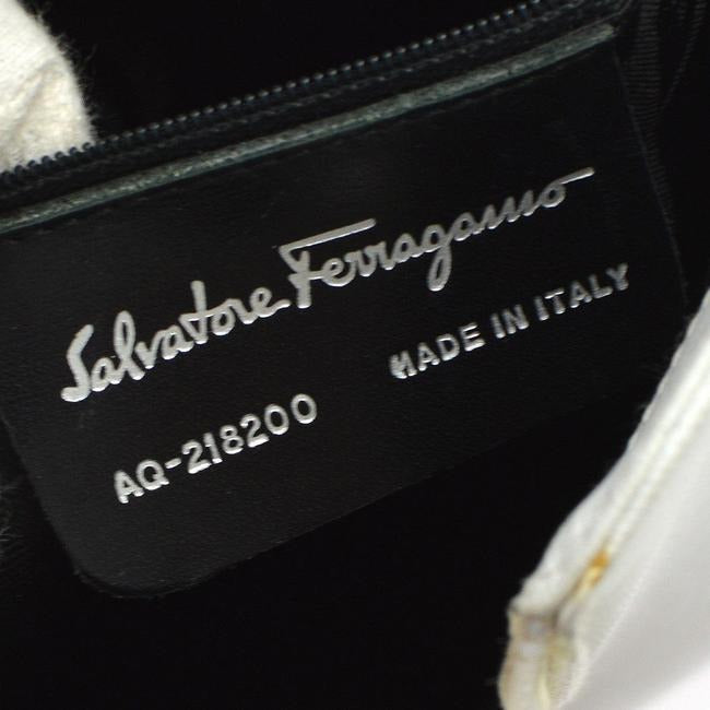 Salvatore Ferragamo Vintage White Glossy Leather Shoulder Bag