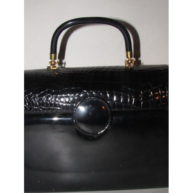 La Regale Vintage Pursesdesigner Purses Black Lucite And Black Patent Leather Satchel