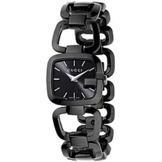 Gucci Black Stainless Steel Square Black 'G' Face Watch