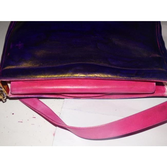 Gucci Vintage Pink And Purple Leather Glossy Shoulder Bag