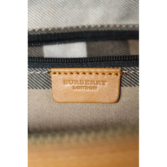 Burberry Pursesdesigner Purses Camel Leathernova Check Plaid Fabric Leathernova Satchel
