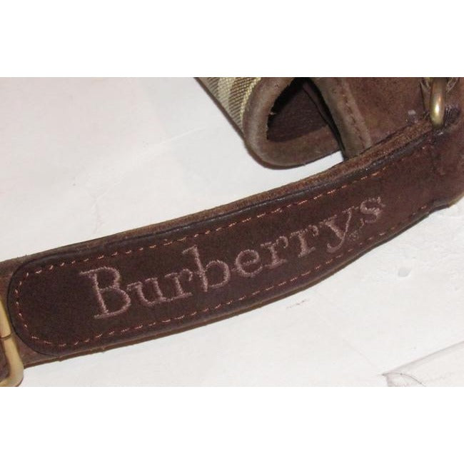 Burberry Early Two Way Style Bodyshoulder Purse Brown Suede And Haymarket Nova Check With Knights Pl