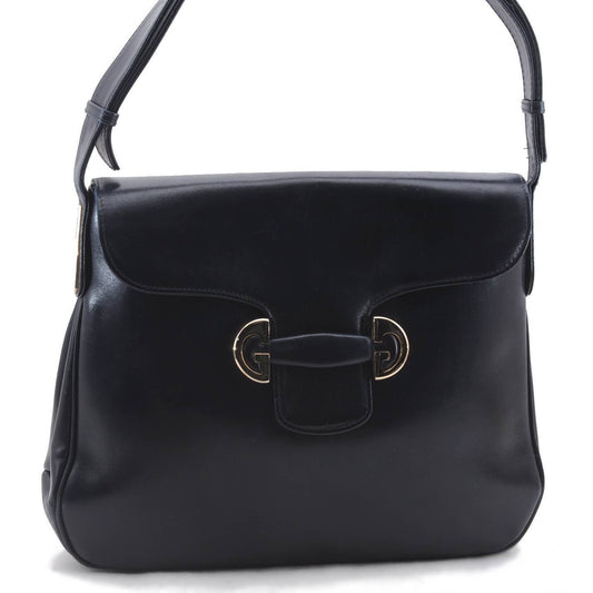 Gucci navy leather early Jackie shoulder bag with gold GG clasp