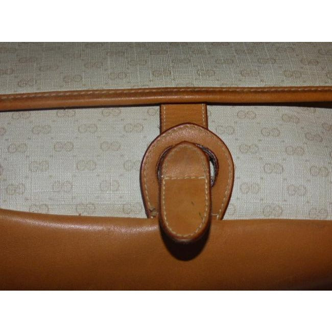 Gucci Vintage Camel Small G Logo Print On Ivory Camel Leather