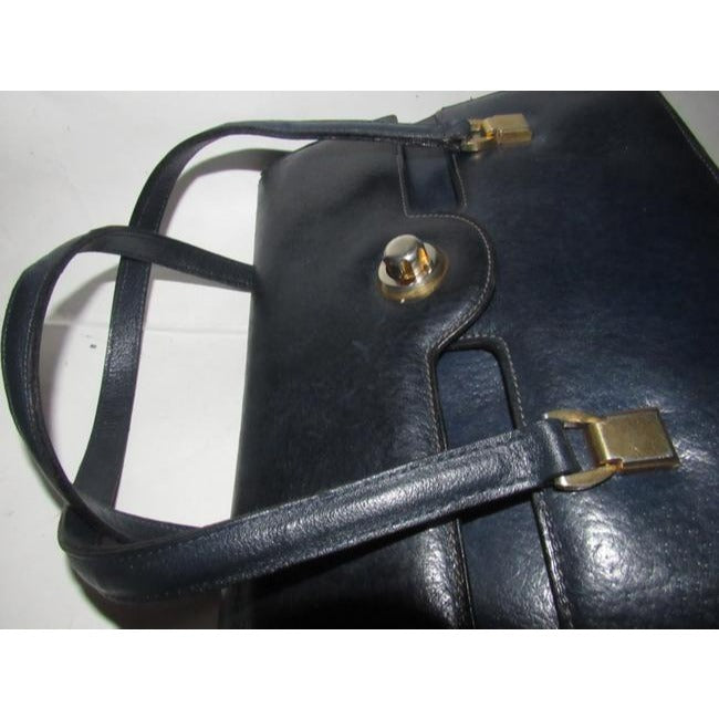 Gucci Vintage Pursesdesigner Purses Navy Blue Leather Satchel