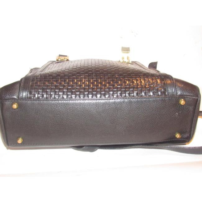 Bally Vintage Pursesdesigner Purses Black Woven And Smooth Leather Satchel