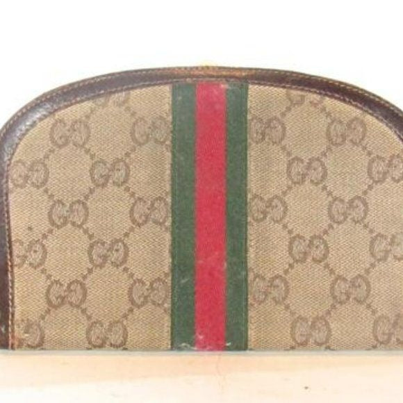 Rare Early Gucci Brown Large G Semi-circular