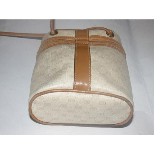 Gucci Camel On Ivory Micro G Print Cylindrical Cross Body Purse