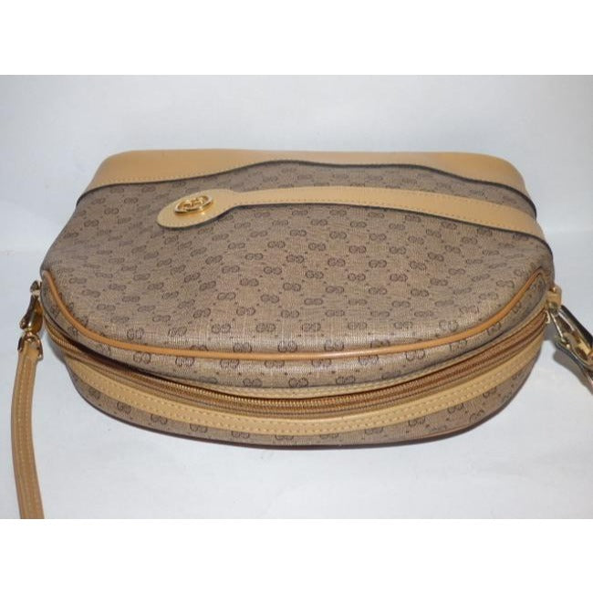 Gucci Vintage Shades Of Brown Leather Coated Canvas Cross Body Bag