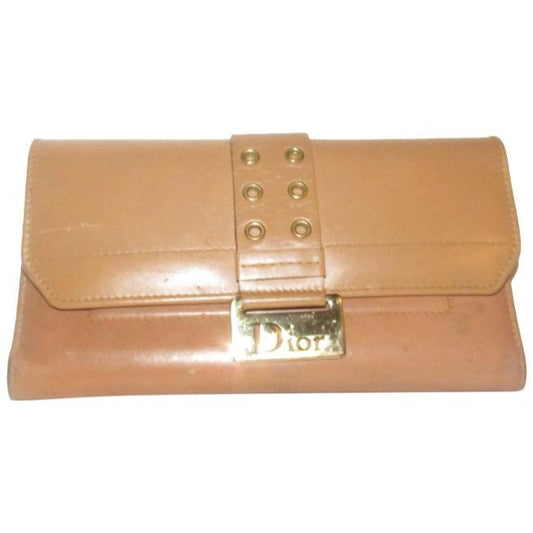 Dior Camel Leather With Gold Accents Wallet