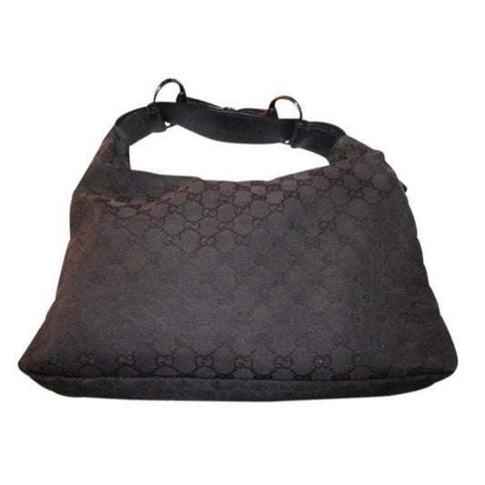 Gucci Horsebit Xl Guccissima Print Canvas Leather Accent Purses Black Leather Hobo Bag