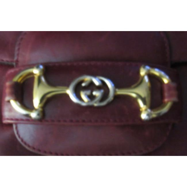 SOLD! Gucci Horsebit W Clasp Burgundy Leather Shoulder Bag