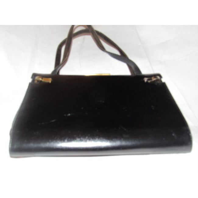 Gucci Vintage Black Leather And Satin Shoulder Bag