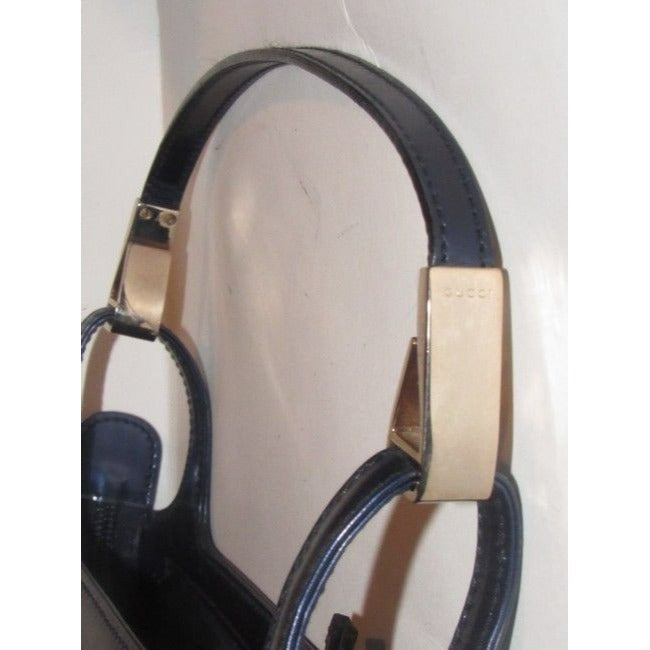 Gucci Vintage Navy Blue Glossy Patent Leather And Satchel