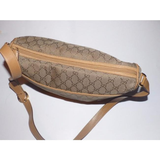 Gucci Vintage Shades Of Brown Leather Canvas Cross Body Bag