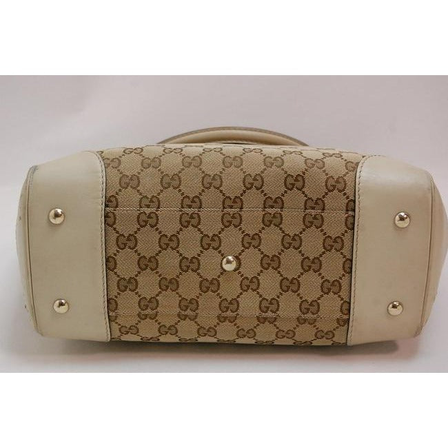 Gucci Vintage Pursesdesigner Purses Brown Large Logo Print Canvas And White Leather With Red And Gre