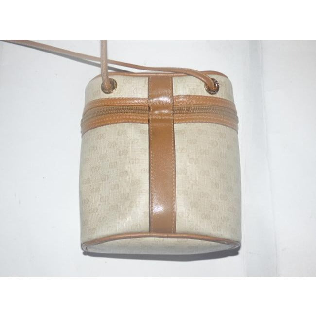 Gucci Camel On Ivory Micro G Print Cylindrical Cross Body Purse