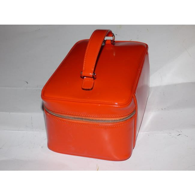 Gucci Vintage Reddish Orange Glossy Leather Satchel