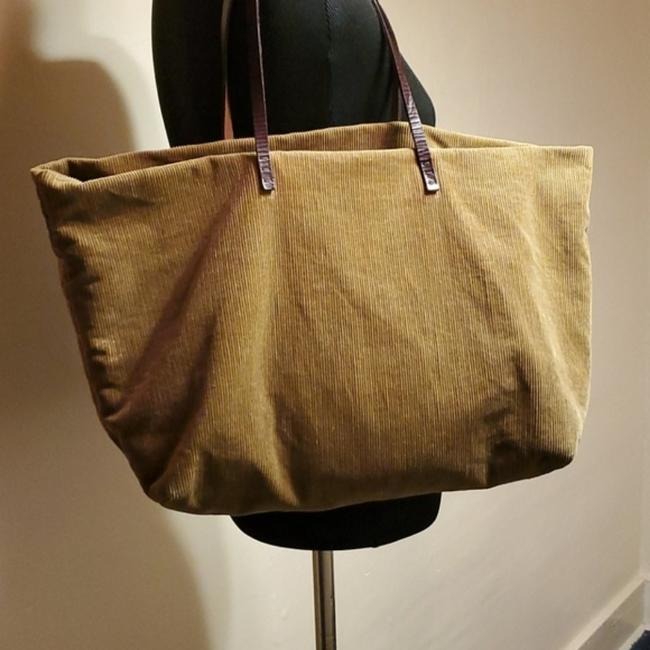 Fendi Or Satchel Style Purses Camel Corduroybrown Lthr And Leather Tote