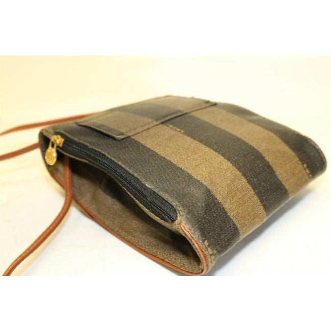 Fendi Belt Or Shoulder Purse Pequin Stripe In Browns Coated Canvas And Leather Cross Body Bag