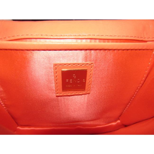 Fendi Textured Saddle Metallic Orange Op Art Print Leather Shoulder Bag