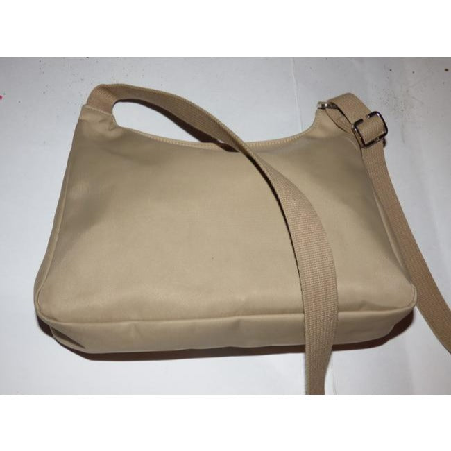 Longchamp Vintage Khaki Or Tan Leather And Heavy Canvas Fabric Nylon Messenger